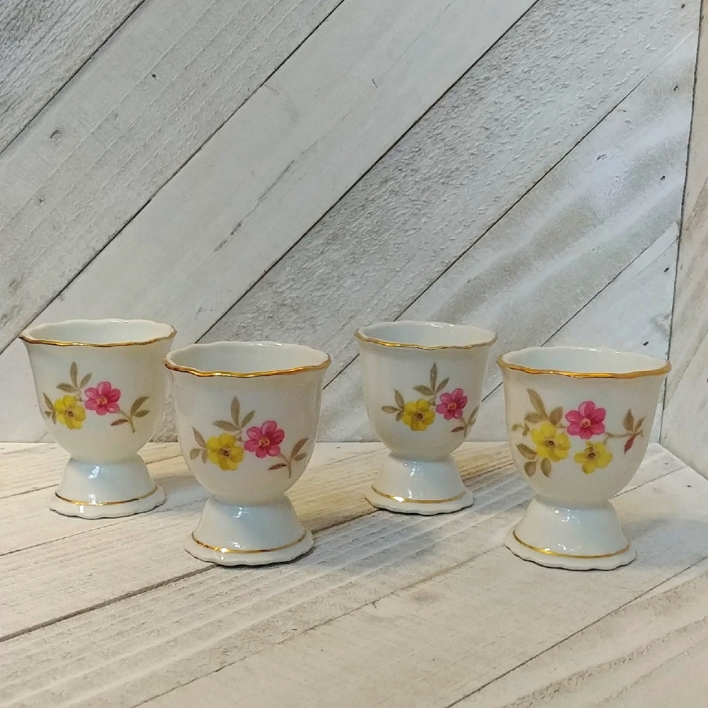 Vintage 4 Bone China Floral Egg Cups